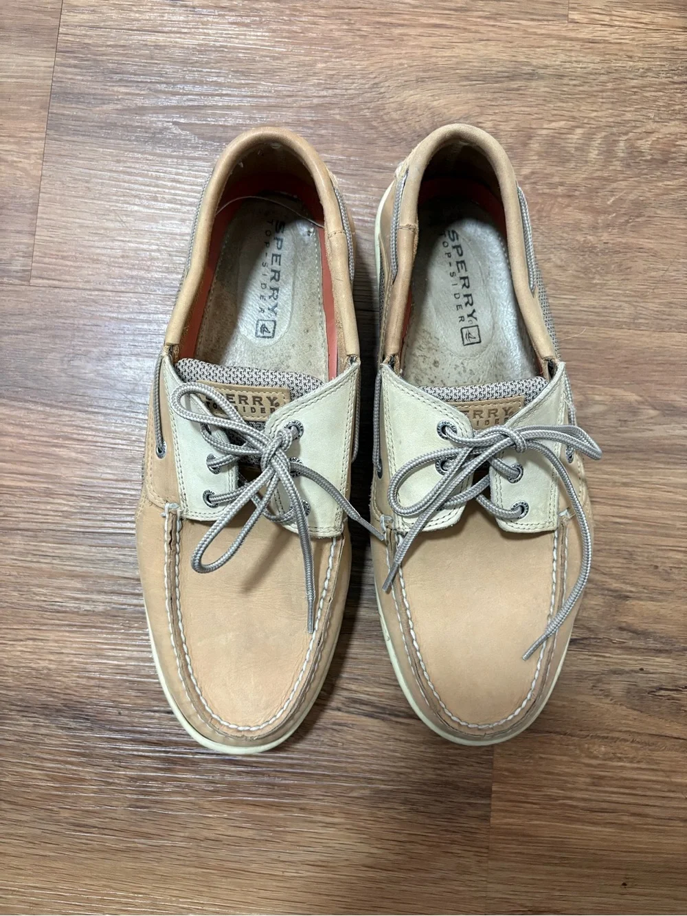 Sperry Top-Sider Men’s 13M Leather Boat Shoes Tan Beige Lace Up Casual Deck Shoe
